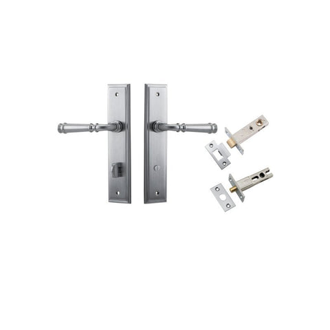 IVER Verona Door Lever Handle On Stepped Backplate | Separate Privacy Kit | 9 Finishes - Brushed Chrome