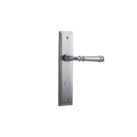 IVER Verona Door Lever Handle On Stepped Backplate | Privacy Lever Set Only | 9 Finishes - Brushed Chrome