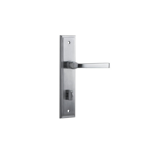 IVER Annecy Door Lever Handle On Stepped Backplate | Privacy Lever Set Only | 9 Finishes - Brushed Chrome