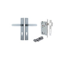 IVER Bronte Door Lever Handle On Rectangular Backplate | Entrance Kit (Key/Thumb) | 7 Finishes - Brushed Chrome