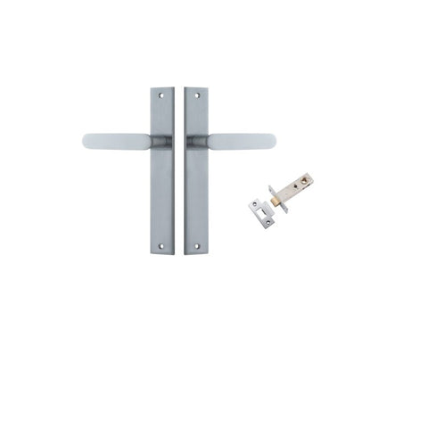 IVER Bronte Door Lever Handle On Rectangular Backplate | Passage Kit | 7 Finishes - Brushed Chrome