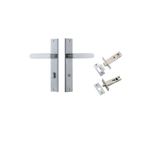 IVER Bronte Door Lever Handle On Rectangular Backplate | Separate Privacy Kit | 7 Finishes - Brushed Chrome