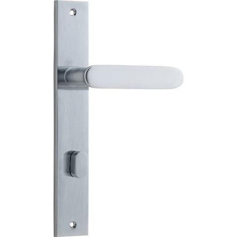 IVER Bronte Door Lever Handle On Rectangular Backplate | Privacy Lever Set Only | 7 Finishes - Brushed Chrome