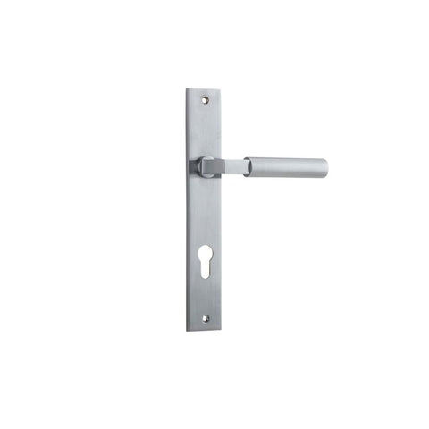 IVER Berlin Door Lever Handle On Rectangular Backplate | Entrance Lever Set Only | 7 Finishes - Brushed Chrome