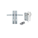 IVER Berlin Door Lever Handle On Rectangular Backplate | Entrance Kit (Key/Key) | 7 Finishes - Brushed Chrome