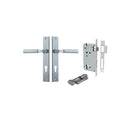 IVER Berlin Door Lever Handle On Rectangular Backplate | Entrance Kit (Key/Thumb) | 7 Finishes - Brushed Chrome