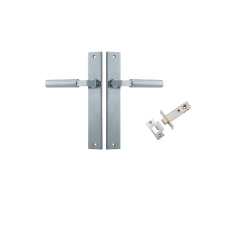 IVER Berlin Door Lever Handle On Rectangular Backplate | Passage Kit | 7 Finishes - Brushed Chrome