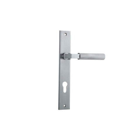 IVER Brunswick Door Lever Handle On Rectangular Backplate | Entrance Lever Set Only | 6 Finishes - Brushed Chrome