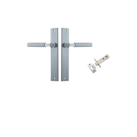 IVER Brunswick Door Lever Handle On Rectangular Backplate | Passage Kit | 6 Finishes - Brushed Chrome