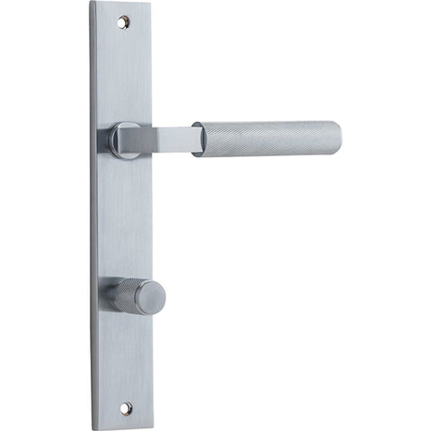 IVER Brunswick Door Lever Handle On Rectangular Backplate | Privacy Lever Set Only | 6 Finishes - Brushed Chrome