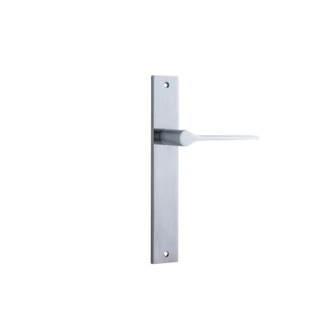 IVER Como Door Lever Handle On Rectangular Backplate | Passage Lever Set Only | 7 Finishes - Brushed Chrome