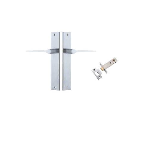 IVER Como Door Lever Handle On Rectangular Backplate | Passage Kit | 7 Finishes - Brushed Chrome