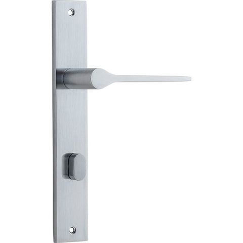 IVER Como Door Lever Handle On Rectangular Backplate | Privacy Lever Set Only | 7 Finishes - Brushed Chrome