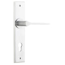 IVER Como Door Lever Handle On Chamfered Backplate | Entrance Lever Set Only | 7 Finishes - Brushed Chrome