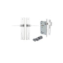 IVER Como Door Lever Handle On Chamfered Backplate | Entrance Kit (Key/Thumb) | 7 Finishes - Brushed Chrome