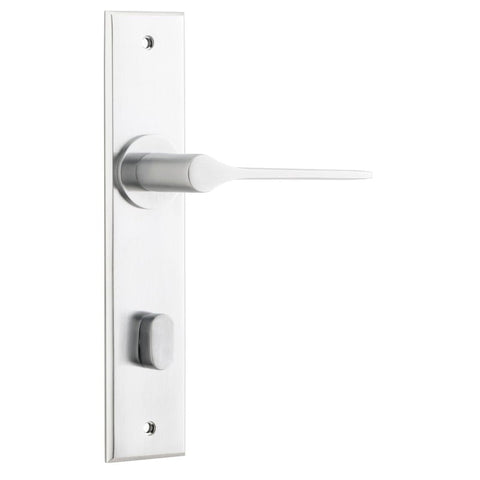IVER Como Door Lever Handle On Chamfered Backplate | Privacy Lever Set Only | 7 Finishes - Brushed Chrome