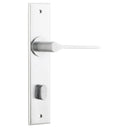 IVER Como Door Lever Handle On Chamfered Backplate | Privacy Lever Set Only | 7 Finishes - Brushed Chrome