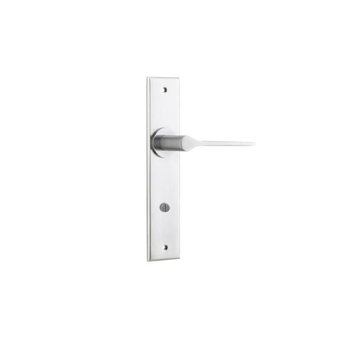 IVER Como Door Lever Handle On Chamfered Backplate | Passage Lever Set Only | 7 Finishes - Brushed Chrome