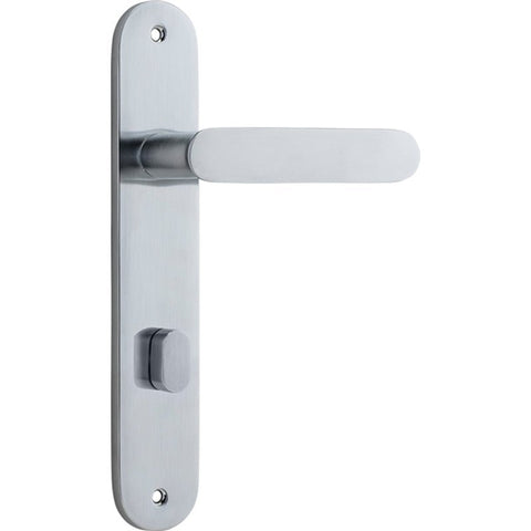 Iver Bronte Solid Brass Door Lever on Oval Backplate | Privacy Lever Set Only | 7 Finishes - Brushed Chrome