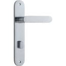 Iver Bronte Solid Brass Door Lever on Oval Backplate | Privacy Lever Set Only | 7 Finishes - Brushed Chrome