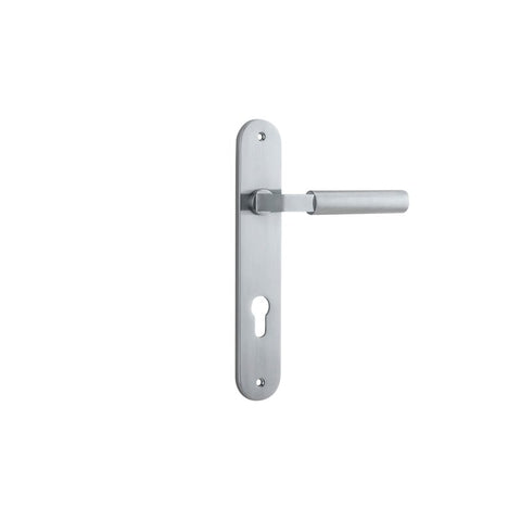 Iver Berlin Solid Brass Door Lever on Oval Backplate | Entrance Lever Set Only | 7 Finishes - Brushed Chrome