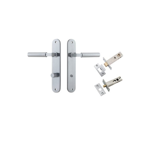Iver Berlin Solid Brass Door Lever on Oval Backplate | Separate Privacy Kit | 7 Finishes - Brushed Chrome
