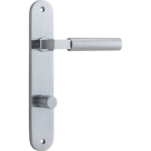 Iver Berlin Solid Brass Door Lever on Oval Backplate | Privacy Lever Set Only | 7 Finishes - Brushed Chrome
