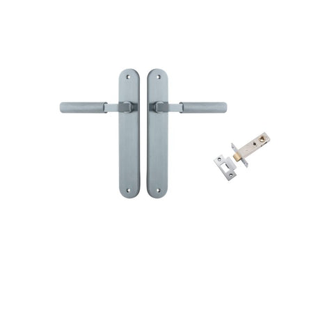 Iver Brunswick Solid Brass Door Lever on Oval Backplate | Passage Kit | 6 Finishes - Brushed Chrome