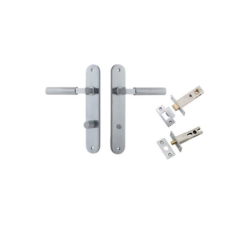 Iver Brunswick Solid Brass Door Lever on Oval Backplate | Separate Privacy Kit | 6 Finishes - Brushed Chrome