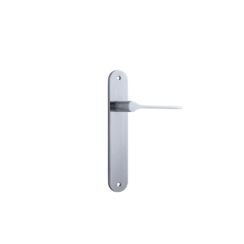 IVER Como Door Lever Handle On Oval Backplate | Passage Lever Set Only | 7 Finishes - Brushed Chrome