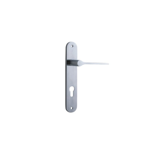 IVER Como Door Lever Handle On Oval Backplate | Entrance Lever Set Only | 7 Finishes - Brushed Chrome