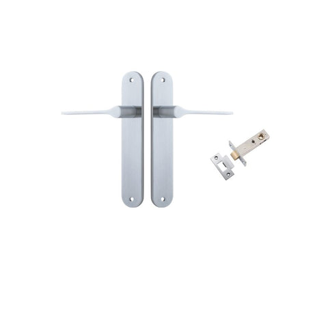 IVER Como Door Lever Handle On Oval Backplate | Passage Kit | 7 Finishes - Brushed Chrome