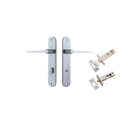IVER Como Door Lever Handle On Oval Backplate | Separate Privacy Kit | 7 Finishes - Polished Chrome