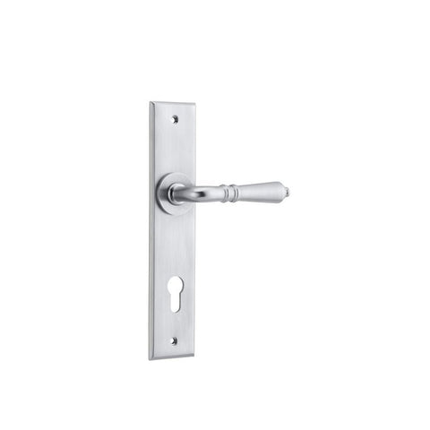 IVER Sarlat Door Lever Handle On Chamfered Backplate | Entrance Lever Set Only | 10 Finishes - Brushed Chrome