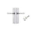 IVER Sarlat Door Lever Handle On Chamfered Backplate | Passage Kit | 10 Finishes - Brushed Chrome