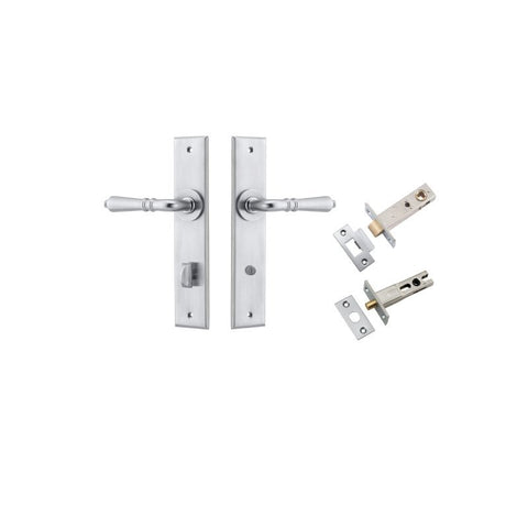 IVER Sarlat Door Lever Handle On Chamfered Backplate | Separate Privacy Kit | 10 Finishes - Brushed Chrome