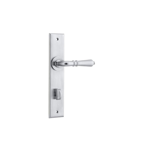 IVER Sarlat Door Lever Handle On Chamfered Backplate | Privacy Lever Set Only | 10 Finishes - Brushed Chrome