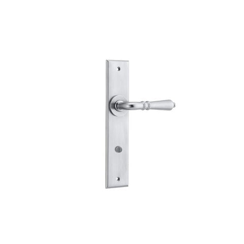IVER Sarlat Door Lever Handle On Chamfered Backplate | Passage Lever Set Only | 10 Finishes - Brushed Chrome