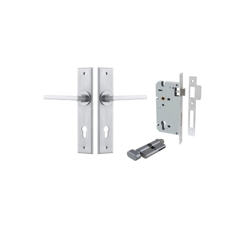 Iver Baltimore Door Lever Handle On Chamfered Backplate - primehardware