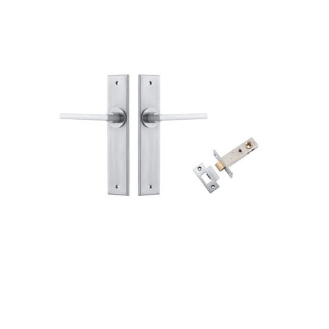 Iver Baltimore Door Lever Handle on Chamfered Backplate | Passage Kit | 7 Finishes - Brushed Chrome