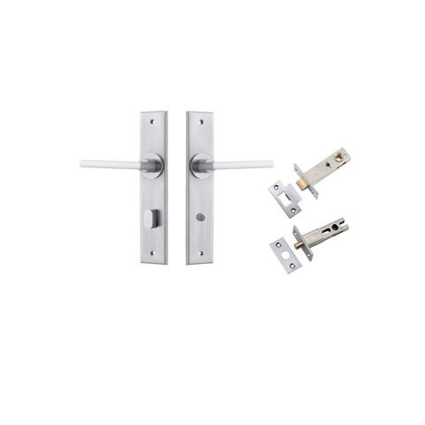 Iver Baltimore Door Lever Handle on Chamfered Backplate | Separate Privacy Kit | 7 Finishes - Brushed Chrome