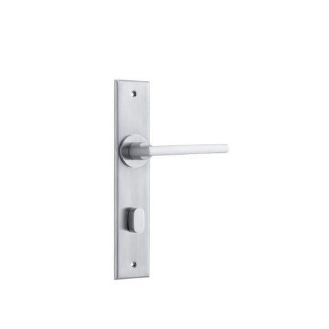 Iver Baltimore Door Lever Handle on Chamfered Backplate | Privacy Lever Set Only | 7 Finishes - Brushed Chrome