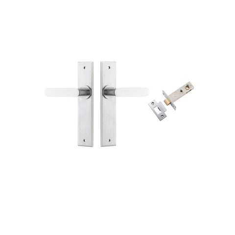IVER Bronte Door Lever Handle On Chamfered Backplate | Passage Kit | 7 Finishes - Brushed Chrome