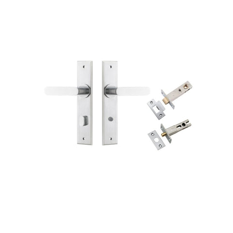 IVER Bronte Door Lever Handle On Chamfered Backplate | Separate Privacy Kit | 7 Finishes - Brushed Chrome