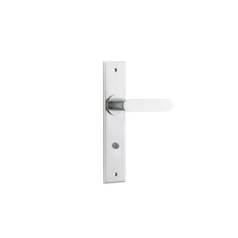 IVER Bronte Door Lever Handle On Chamfered Backplate | Passage Lever Set Only | 7 Finishes - Brushed Chrome