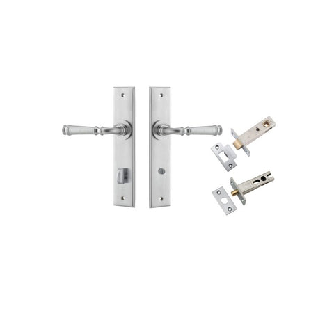 IVER Verona Door Lever Handle On Chamfered Backplate | Separate Privacy Kit | 9 Finishes - Brushed Chrome