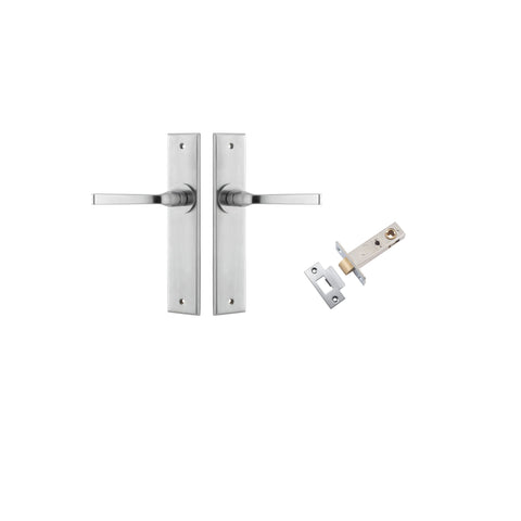 IVER Annecy Door Lever Handle On Chamfered Backplate | Passage Kit | 9 Finishes - Brushed Chrome