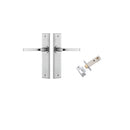 IVER Annecy Door Lever Handle On Chamfered Backplate | Passage Kit | 9 Finishes - Brushed Chrome