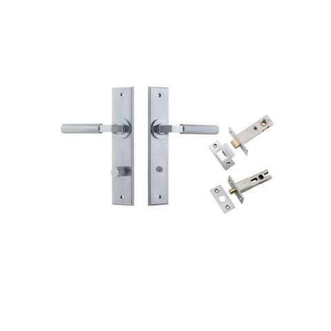 IVER Brunswick Door Lever Handle On Chamfered Backplate | Separate Privacy Kit | 6 Finishes - Brushed Chrome