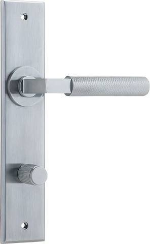 IVER Brunswick Door Lever Handle On Chamfered Backplate | Privacy Lever Set Only | 6 Finishes - Brushed Chrome